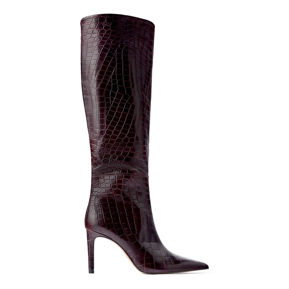 ZARA 100% LEATHER ANIMAL PRINT KNEE HIGH STILETTO BOOTS NEW & TAGS US 6.5 EUR 37
